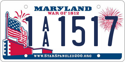 MD license plate 1AA1517