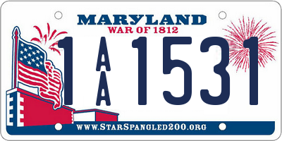MD license plate 1AA1531