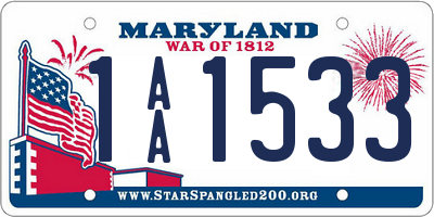 MD license plate 1AA1533