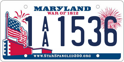 MD license plate 1AA1536