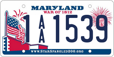 MD license plate 1AA1539