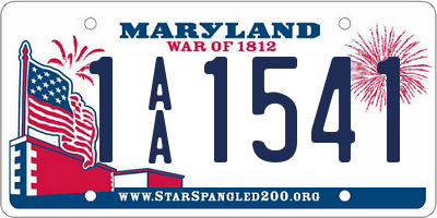 MD license plate 1AA1541