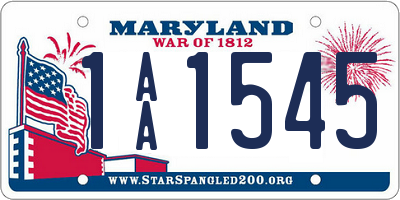 MD license plate 1AA1545