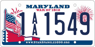 MD license plate 1AA1549