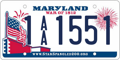 MD license plate 1AA1551