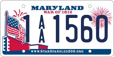 MD license plate 1AA1560