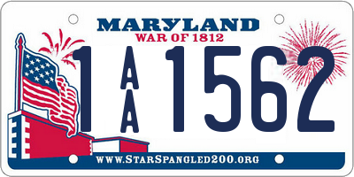 MD license plate 1AA1562