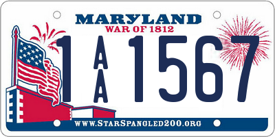 MD license plate 1AA1567