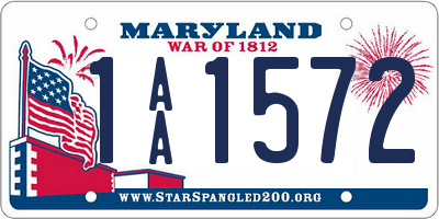 MD license plate 1AA1572