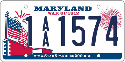 MD license plate 1AA1574