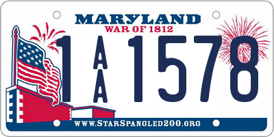 MD license plate 1AA1578