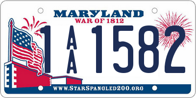 MD license plate 1AA1582