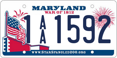 MD license plate 1AA1592