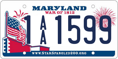 MD license plate 1AA1599