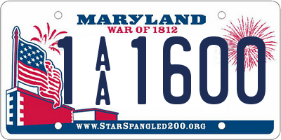 MD license plate 1AA1600