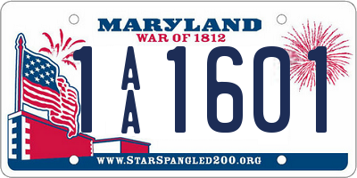 MD license plate 1AA1601