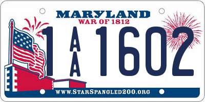 MD license plate 1AA1602