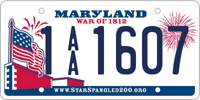 MD license plate 1AA1607