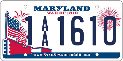 MD license plate 1AA1610