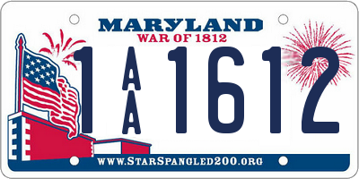 MD license plate 1AA1612