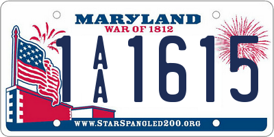 MD license plate 1AA1615