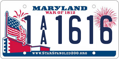 MD license plate 1AA1616