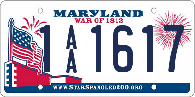 MD license plate 1AA1617