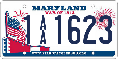 MD license plate 1AA1623