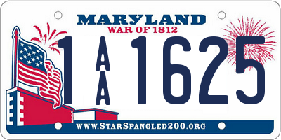 MD license plate 1AA1625