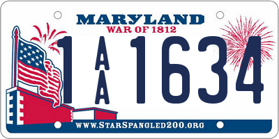 MD license plate 1AA1634