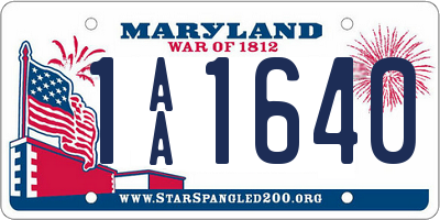 MD license plate 1AA1640