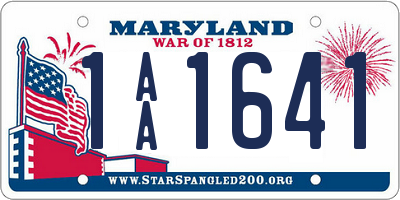 MD license plate 1AA1641