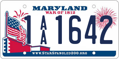 MD license plate 1AA1642