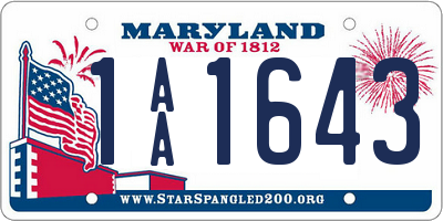 MD license plate 1AA1643