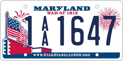 MD license plate 1AA1647