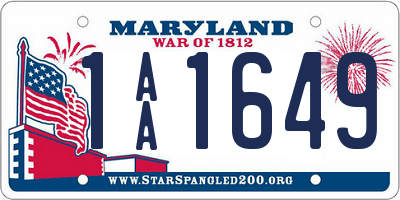 MD license plate 1AA1649