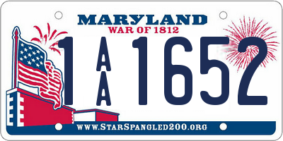 MD license plate 1AA1652