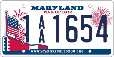 MD license plate 1AA1654