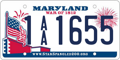 MD license plate 1AA1655