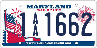 MD license plate 1AA1662