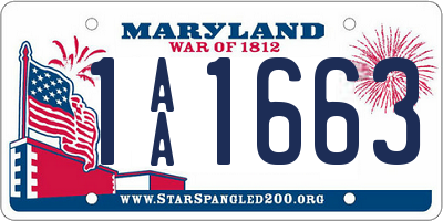 MD license plate 1AA1663