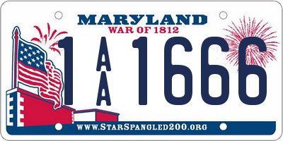 MD license plate 1AA1666