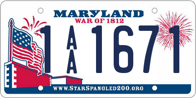 MD license plate 1AA1671