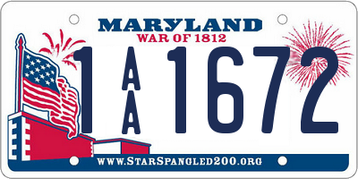 MD license plate 1AA1672