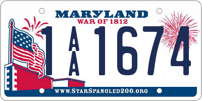 MD license plate 1AA1674