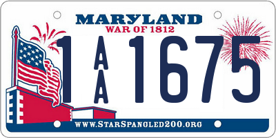 MD license plate 1AA1675