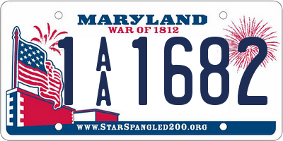 MD license plate 1AA1682