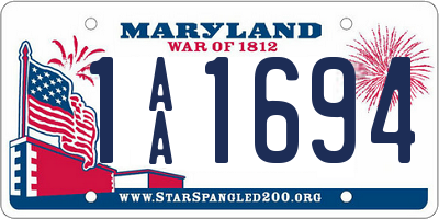 MD license plate 1AA1694