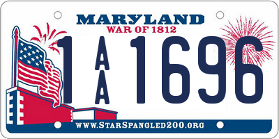 MD license plate 1AA1696