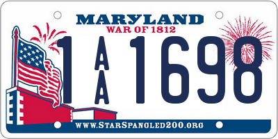 MD license plate 1AA1698